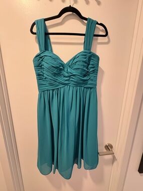 Bill Levkoff Teal Satin Cocktail Dress